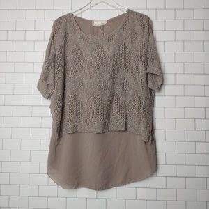 Nwt Areve A'reve anthropologie knit blouse with underlay s/m ties back detail‎